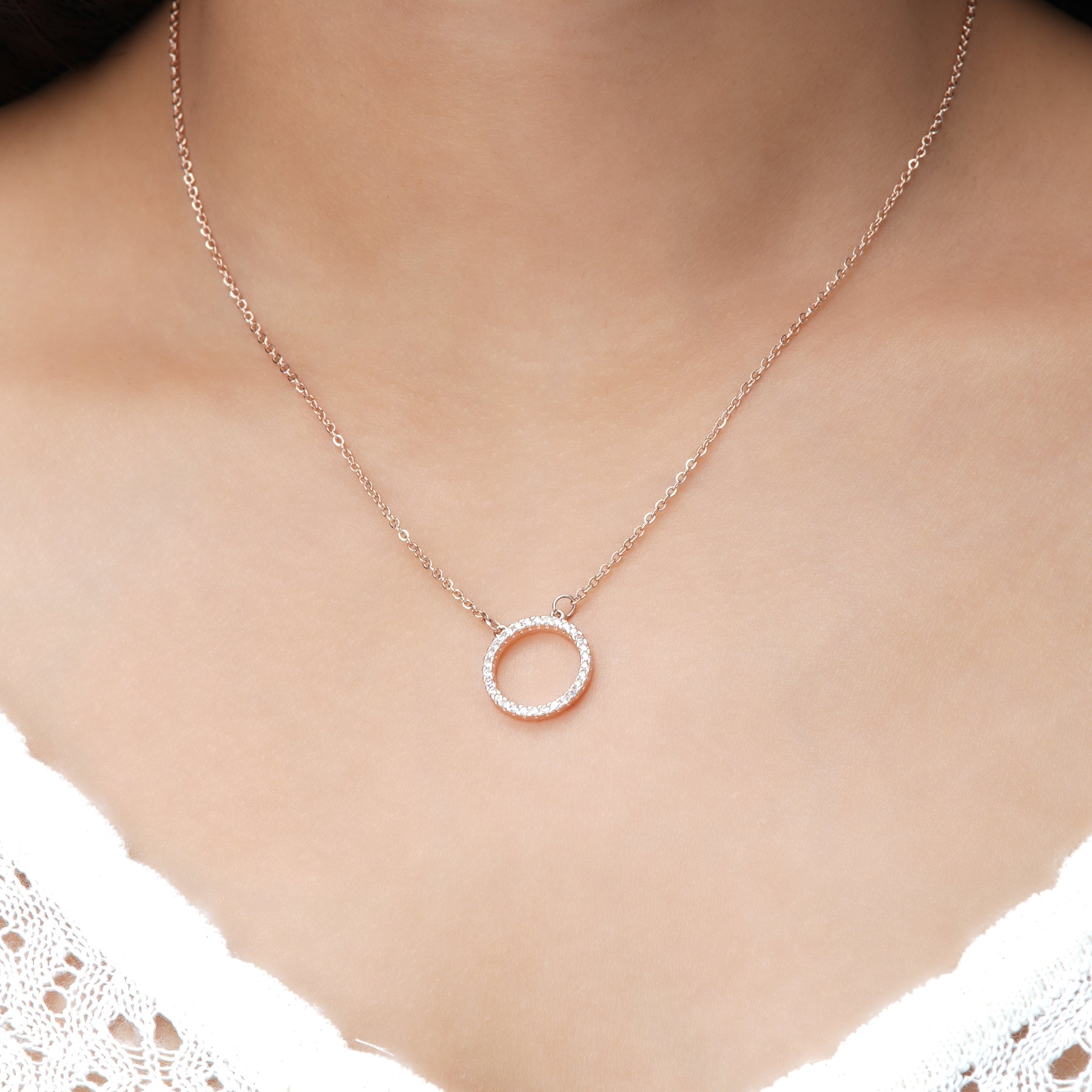 Circle of sparkle necklace deals rose gold