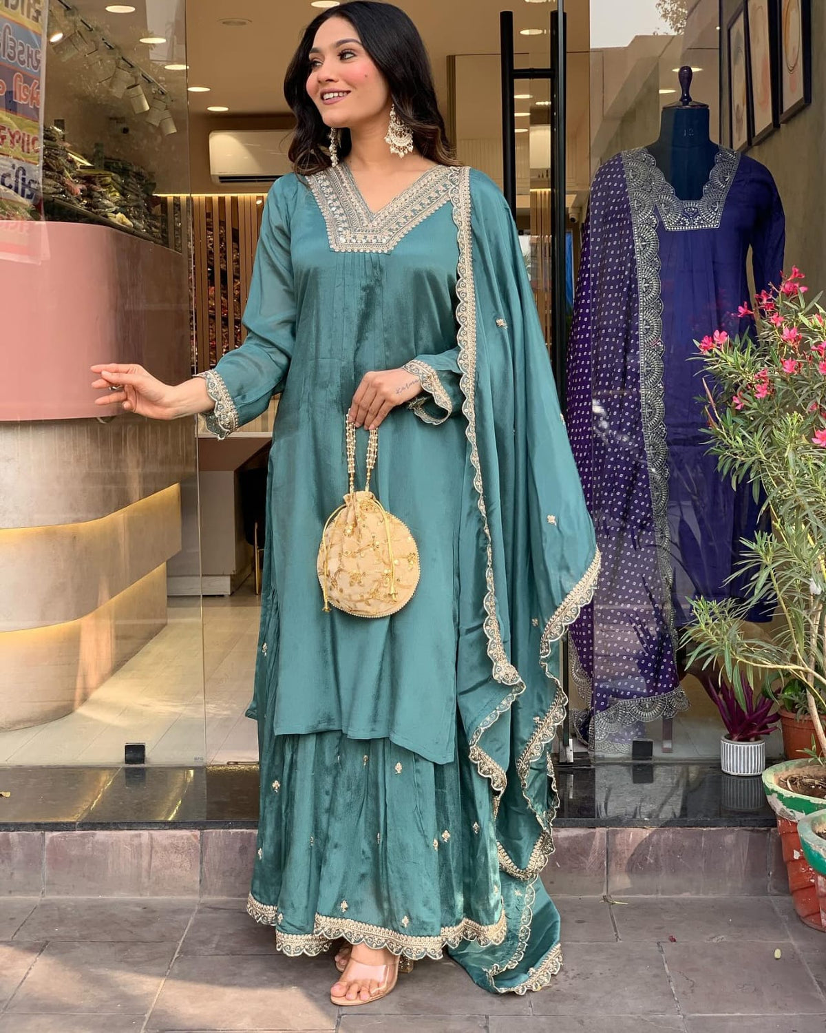 Emerelle Green  Pure Chinon Suit Set