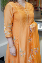 Sunshine Orange Embroidered Muslin Suit Set