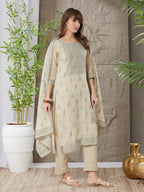 Pleasing Handloom Cotton Weaving Suit Set