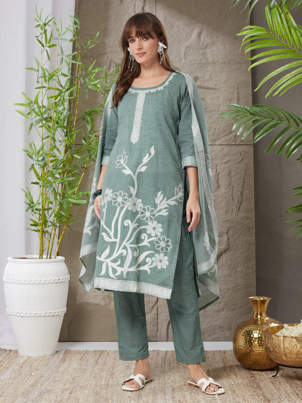 Very Appealing Handloom Cotton Weaving Suit Set
