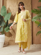 Summer Lemon Handloom Cotton Weaving Suit Set
