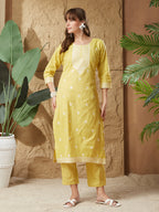 Summer Lemon Handloom Cotton Weaving Suit Set
