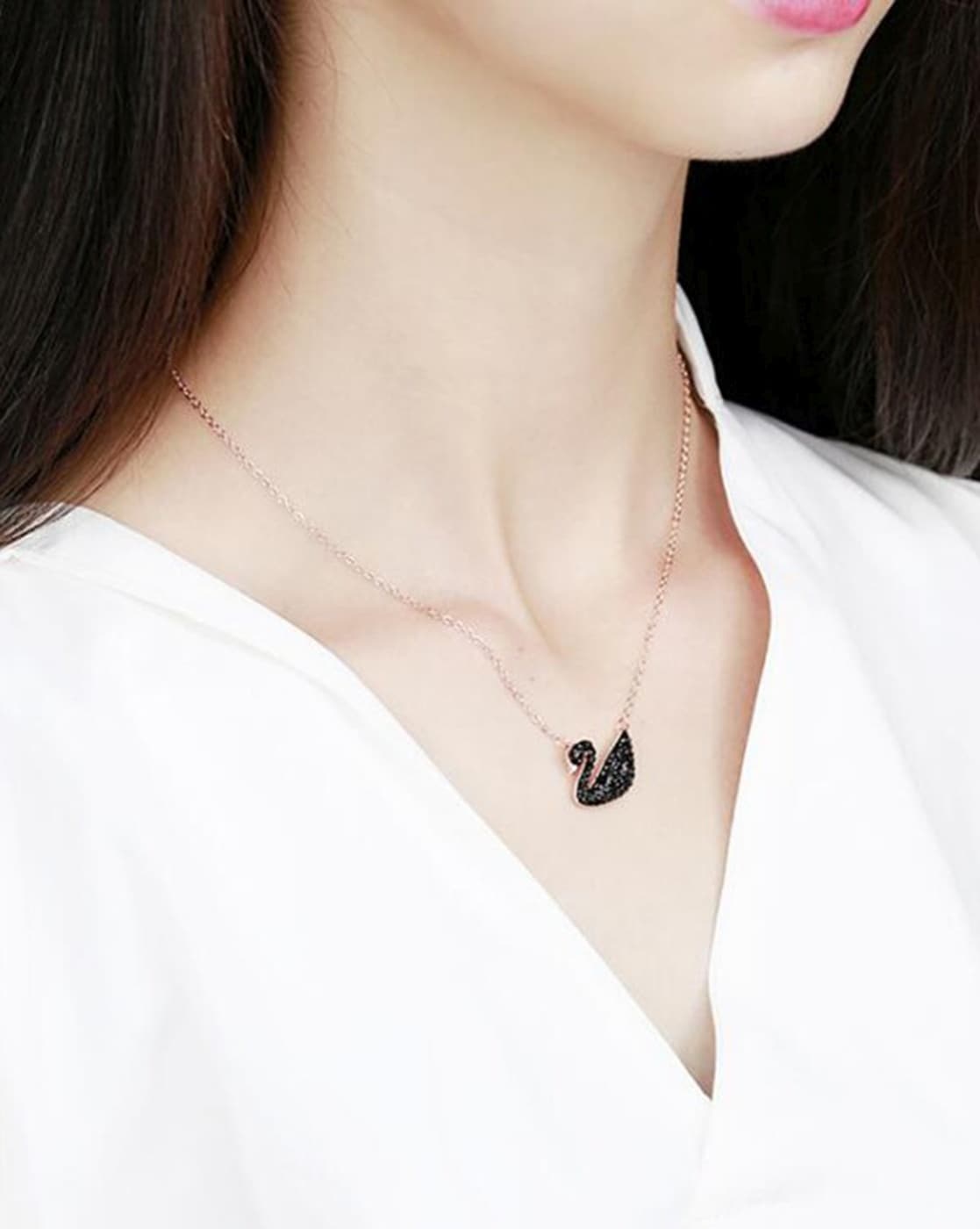 Swarovski black deals swan pendant