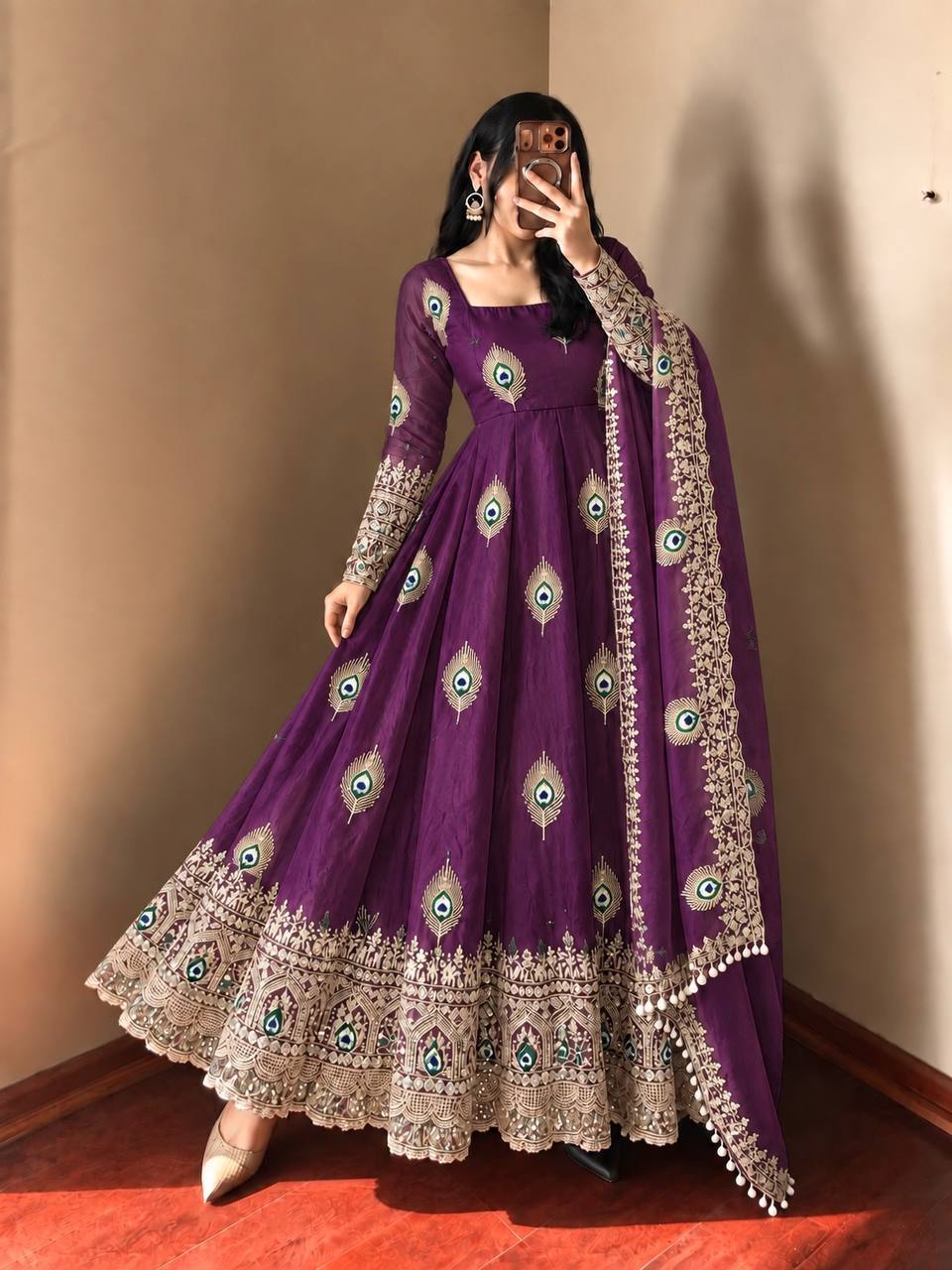 Royal Purple Embellished Anarkali Gown