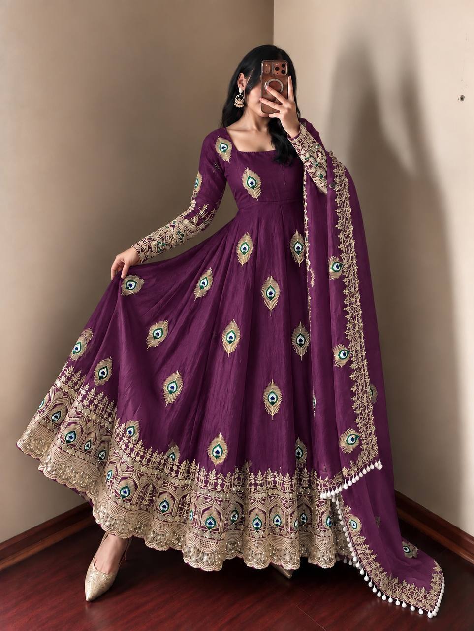 Royal Purple Embellished Anarkali Gown