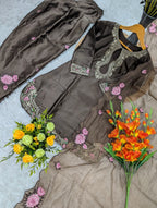Coffee Embroidered Designer Suit Set