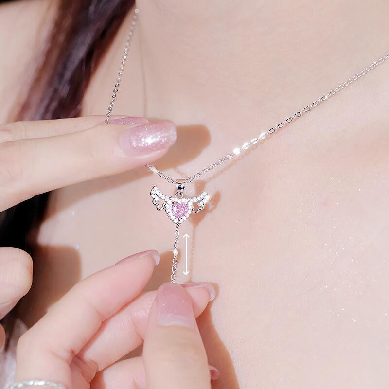 Angel Key Necklace Pink