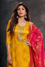Haldi Designer Pure Banarasi Jacquard Weaving Suit Ensemble