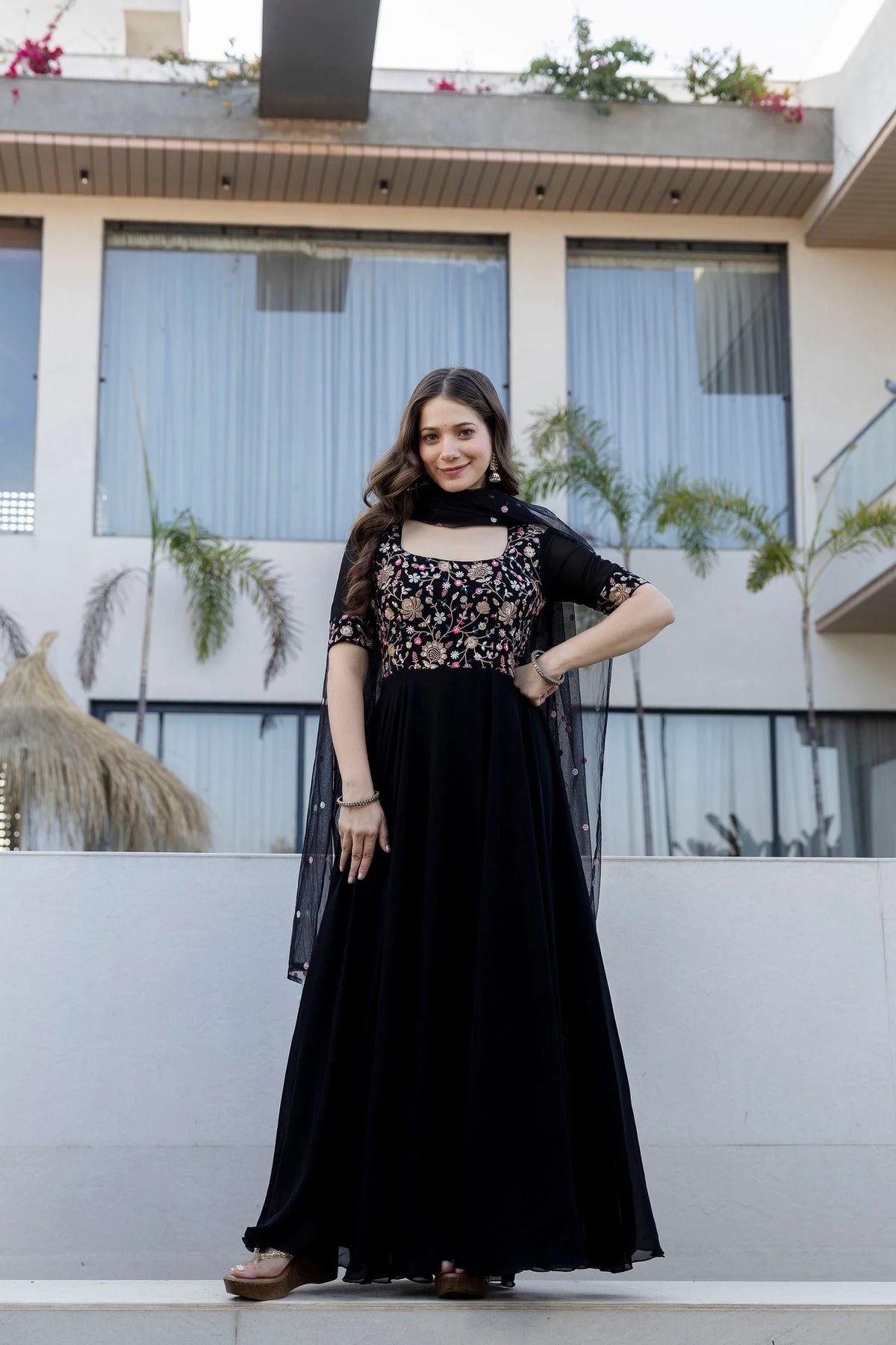 Black Faux Embroidered Kurta Set (Copy)5 (Copy)