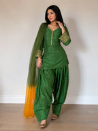 Green Jacquard Work Embroidered Farshi Kurta Set