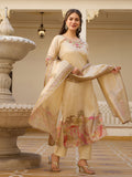 Cream Assam Silk Embroidered Suit Set