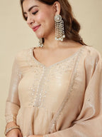 Cream Embroidered Sharara Suit Set