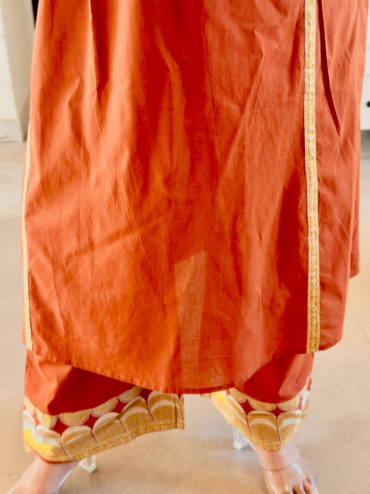 Burnt Rust Kurti, Pant & Dupatta Ensemble