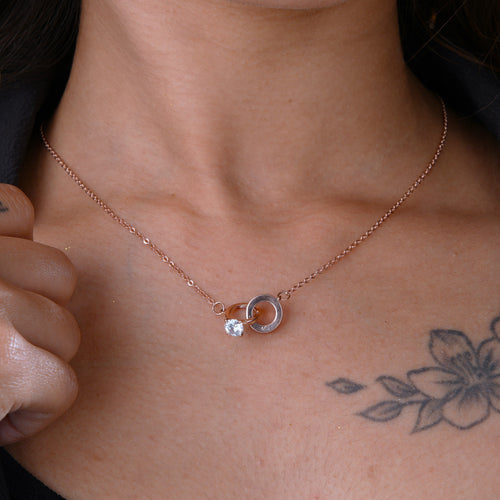 Diamond Tattoo Necklace in Rose Gold