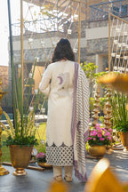 Soft Cream Muslin Patterned Suit Ensemble