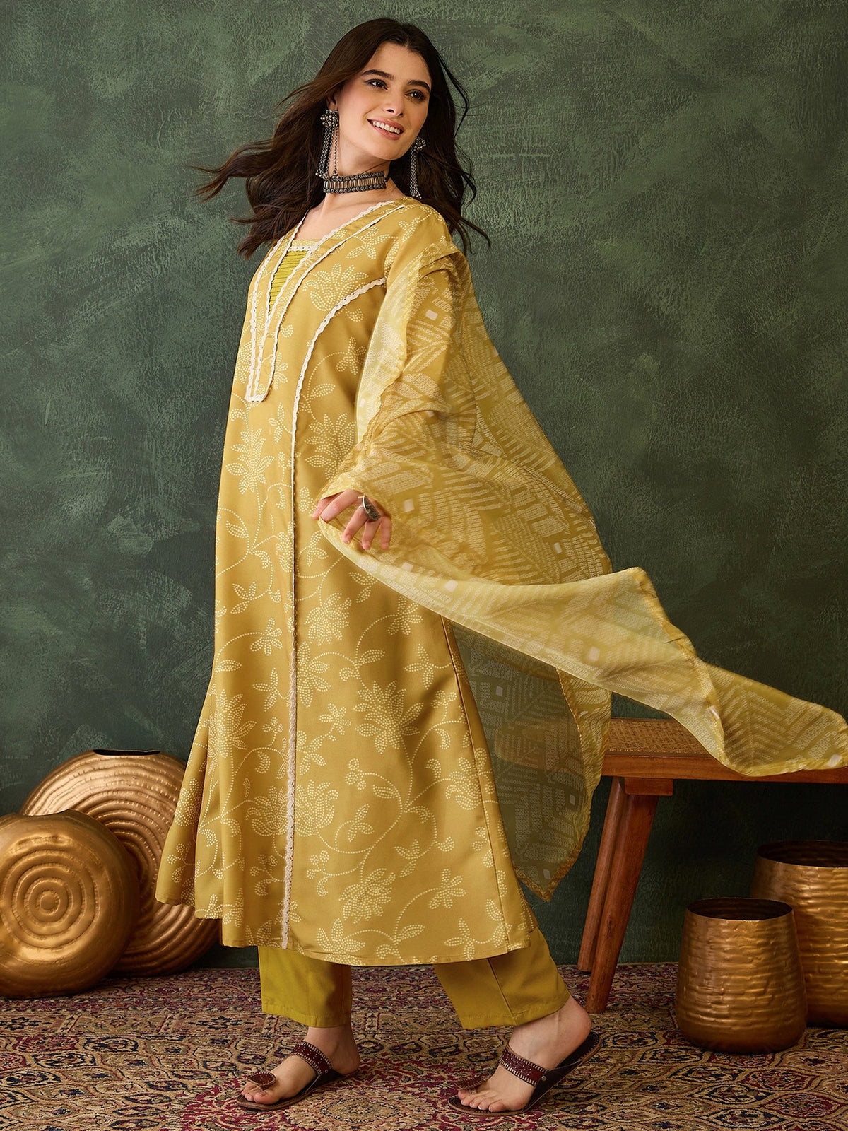 Mustard Bloom Printed Suit Sets