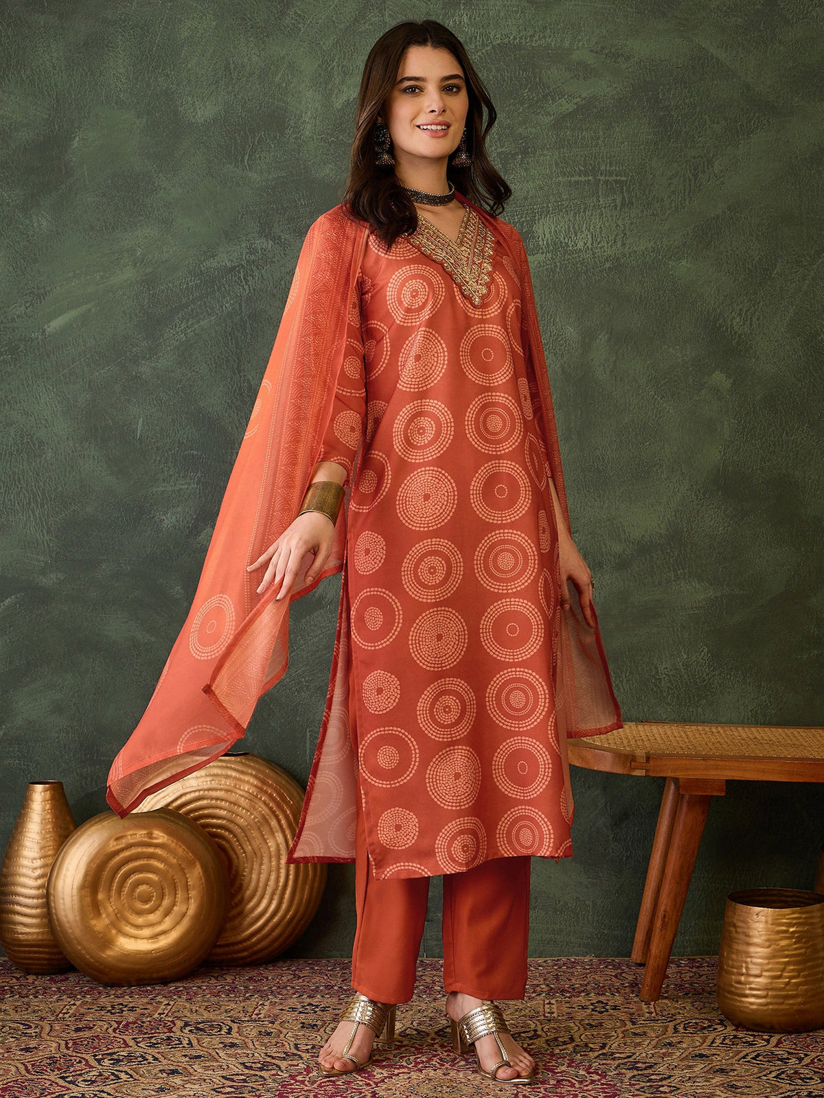 Sunset Rust Printed Suit Sets