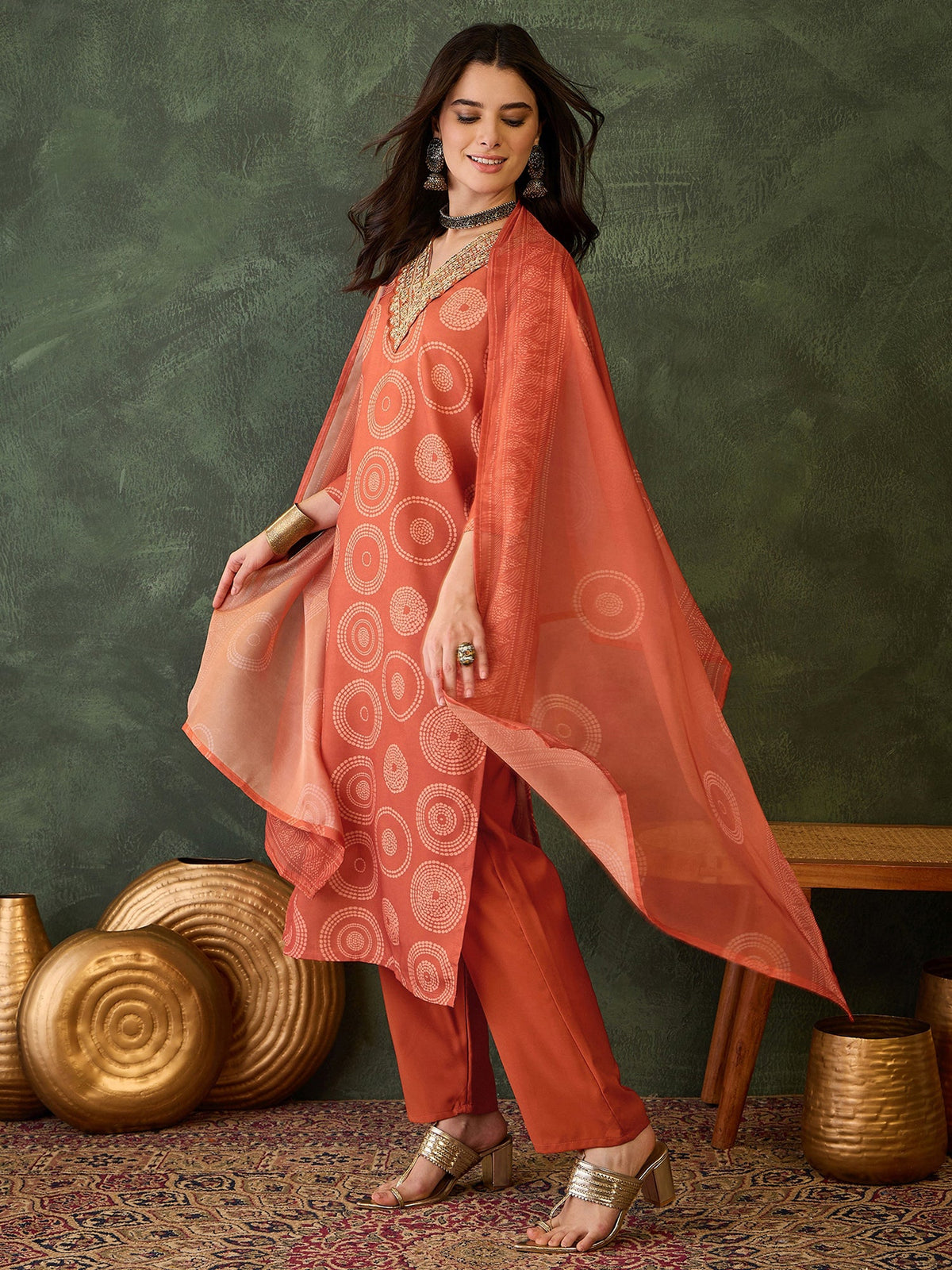 Sunset Rust Printed Suit Sets