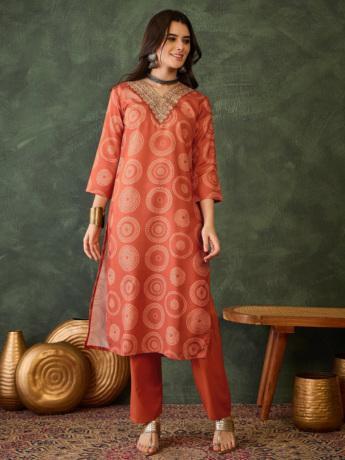 Sunset Rust Printed Suit Sets