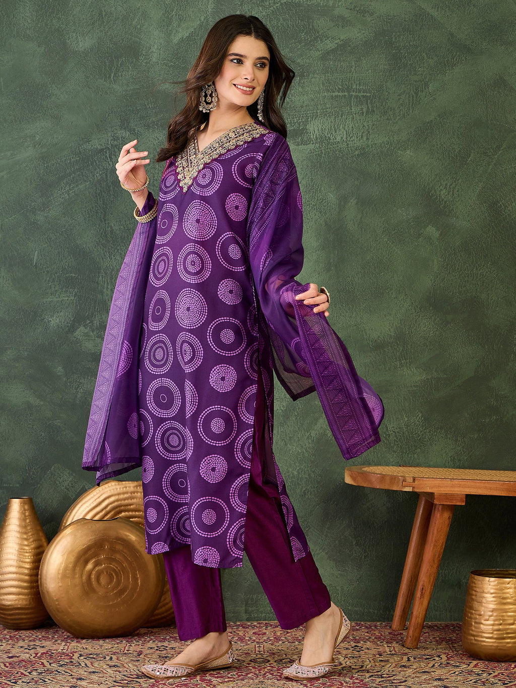 Royal Purple Printed Suit Sets