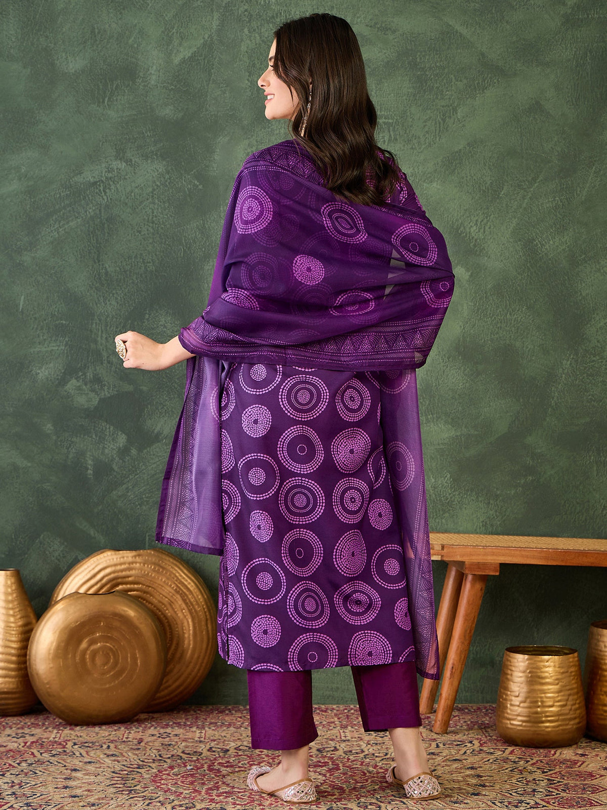 Royal Purple Printed Suit Sets