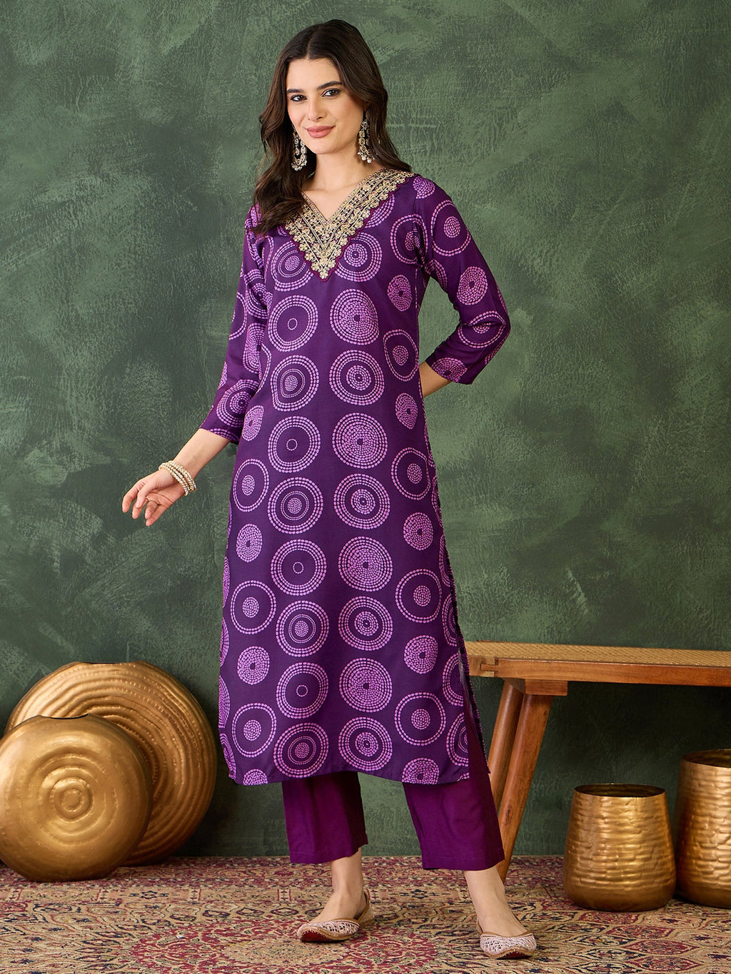 Royal Purple Printed Suit Sets