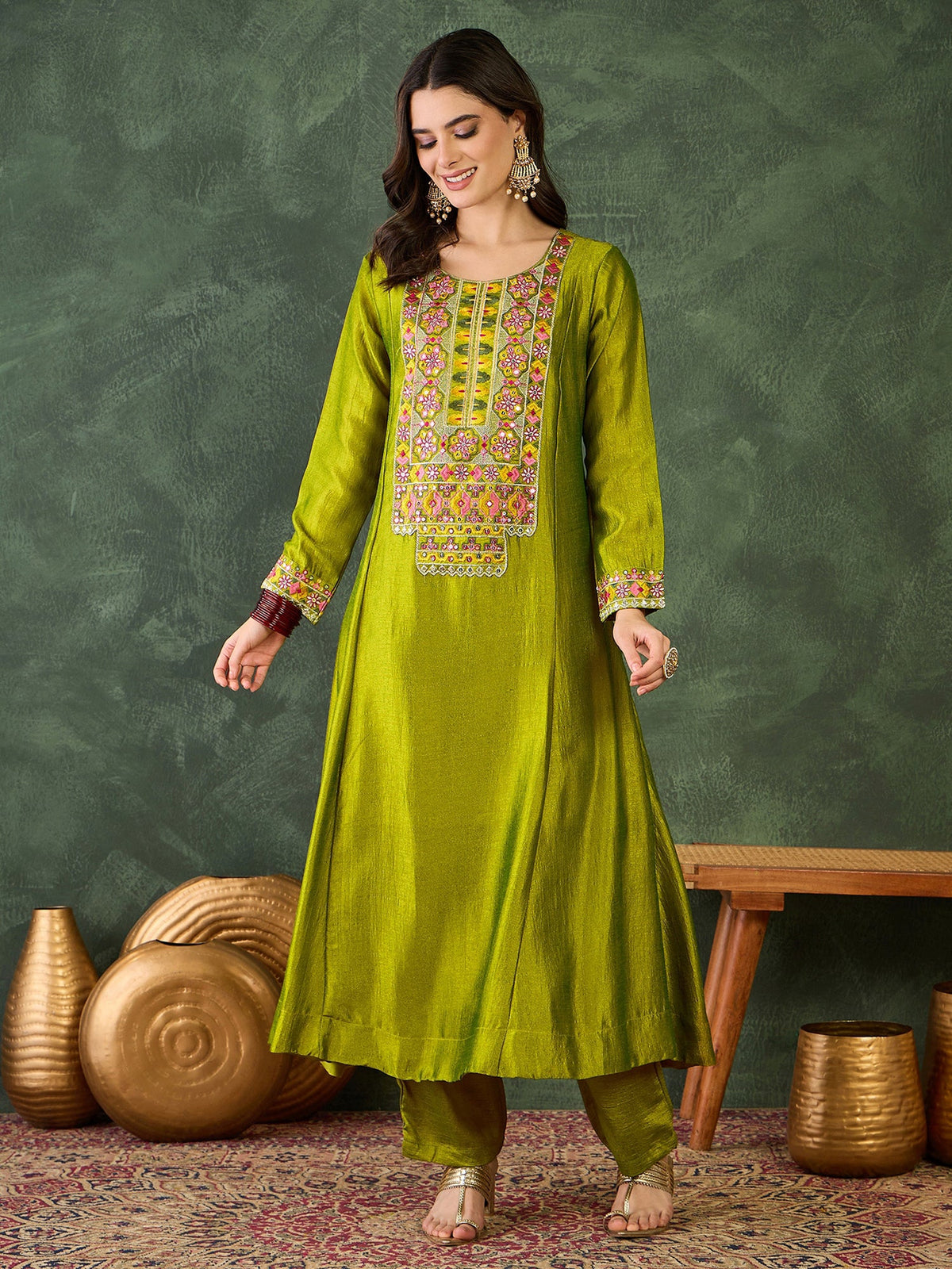 Liril Green Embroidered Suit Sets