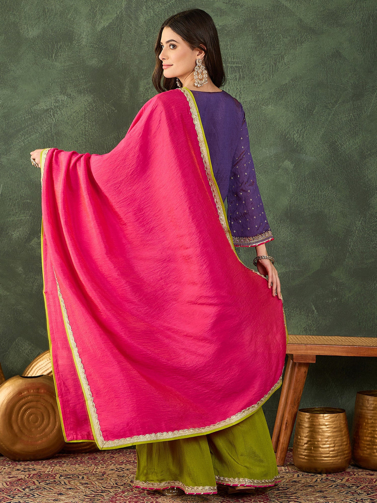 Lavender Embroidered Kurta Sharara Set
