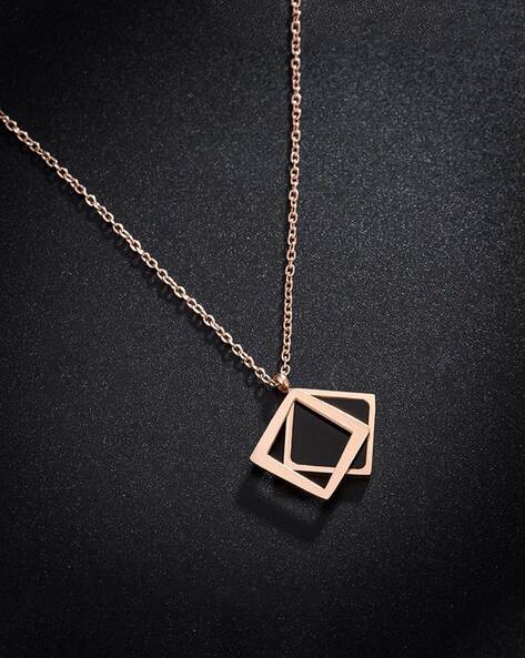 Yellow Chimes Geometric Rosegold Pendant For Women