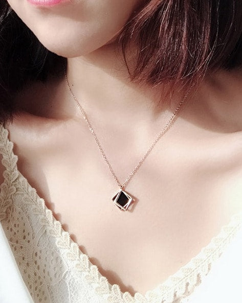 Yellow Chimes Geometric Rosegold Pendant For Women