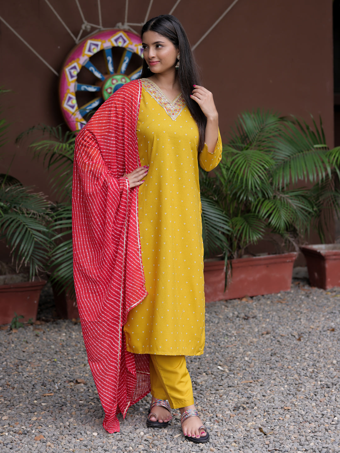 Yellow Embroidered Suit Sets