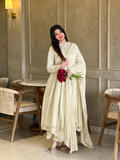 Graceful White Anarkali Suit Ensemble with Matching Dupatta for Women