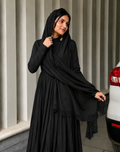 Graceful Black Cotton Anarkali Suit Ensemble for Women