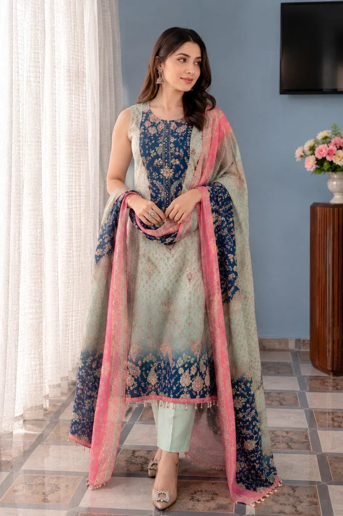Botanical Patterned Straight Kurta & Pant Ensemble