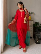 Ruby Embellished Farshi Kurta Ensemble