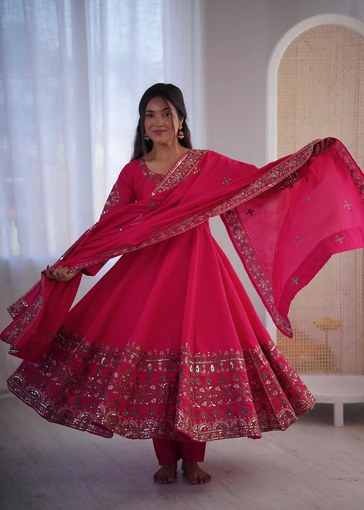 Rose Blush Embellished Roman Silk Kurta Pant