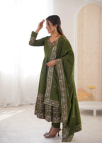 Emerald Embellished Silk Kurta Ensemble