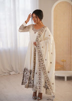 Ivory White Embellished Roman Silk Kurta Pant