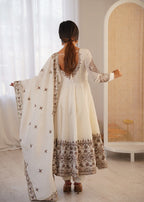 Ivory White Embellished Roman Silk Kurta Pant