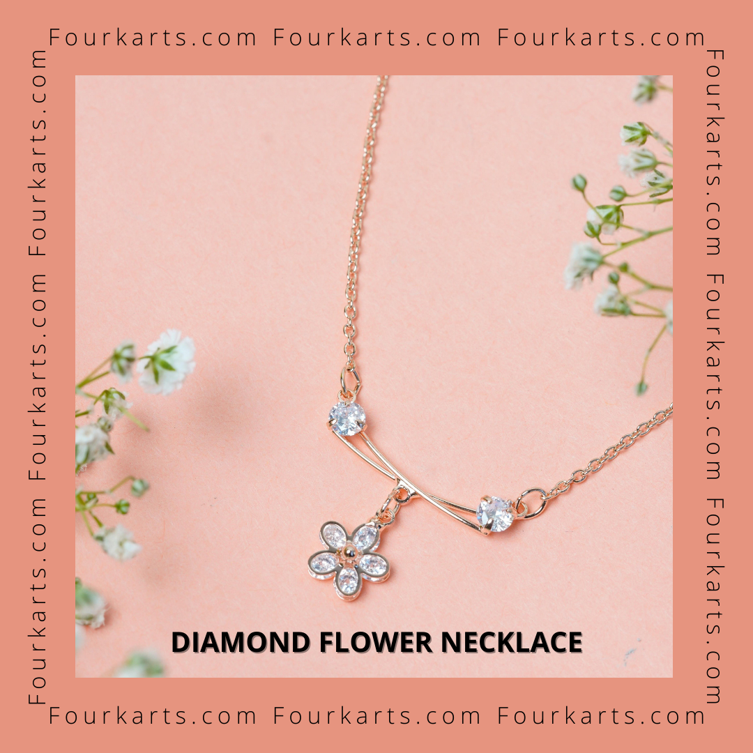 14k White Gold Diamond Flower Pendant 5 Petals Necklace Round Cut Natural  Womens | eBay
